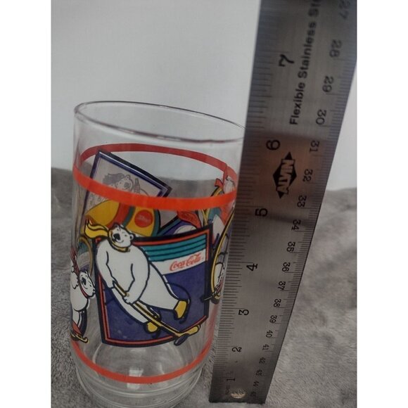 Coca-Cola Coke Polar Bear Glasses Tumbler Vintage Winter Sports 1995 3-Piece Set - Picture 10 of 10